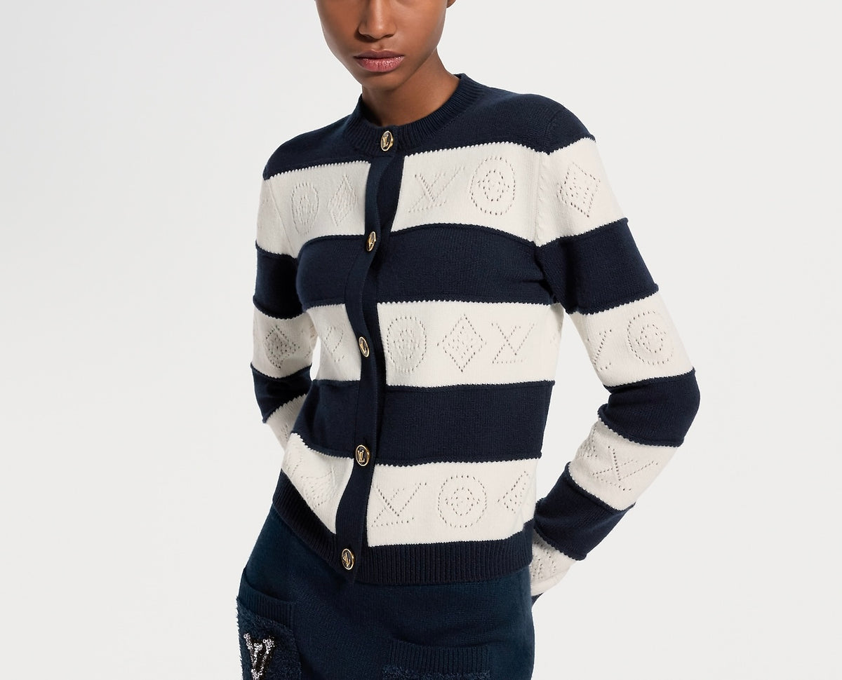 Louis Vuitton openwork striped knit cardigan