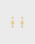Celine triomphe hoops in enamel and brass with gold finish