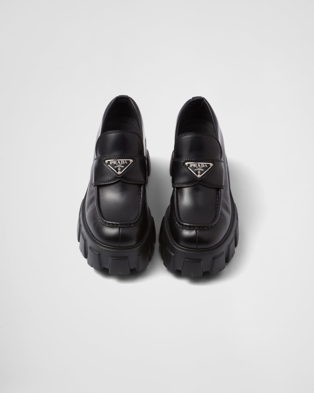 Prada brushed leather Monolith loafers