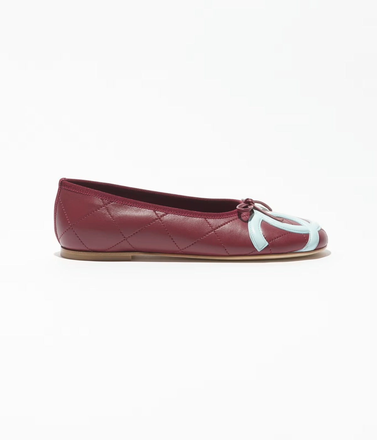 Chanel lambskin quilted CC carbon ballet flats