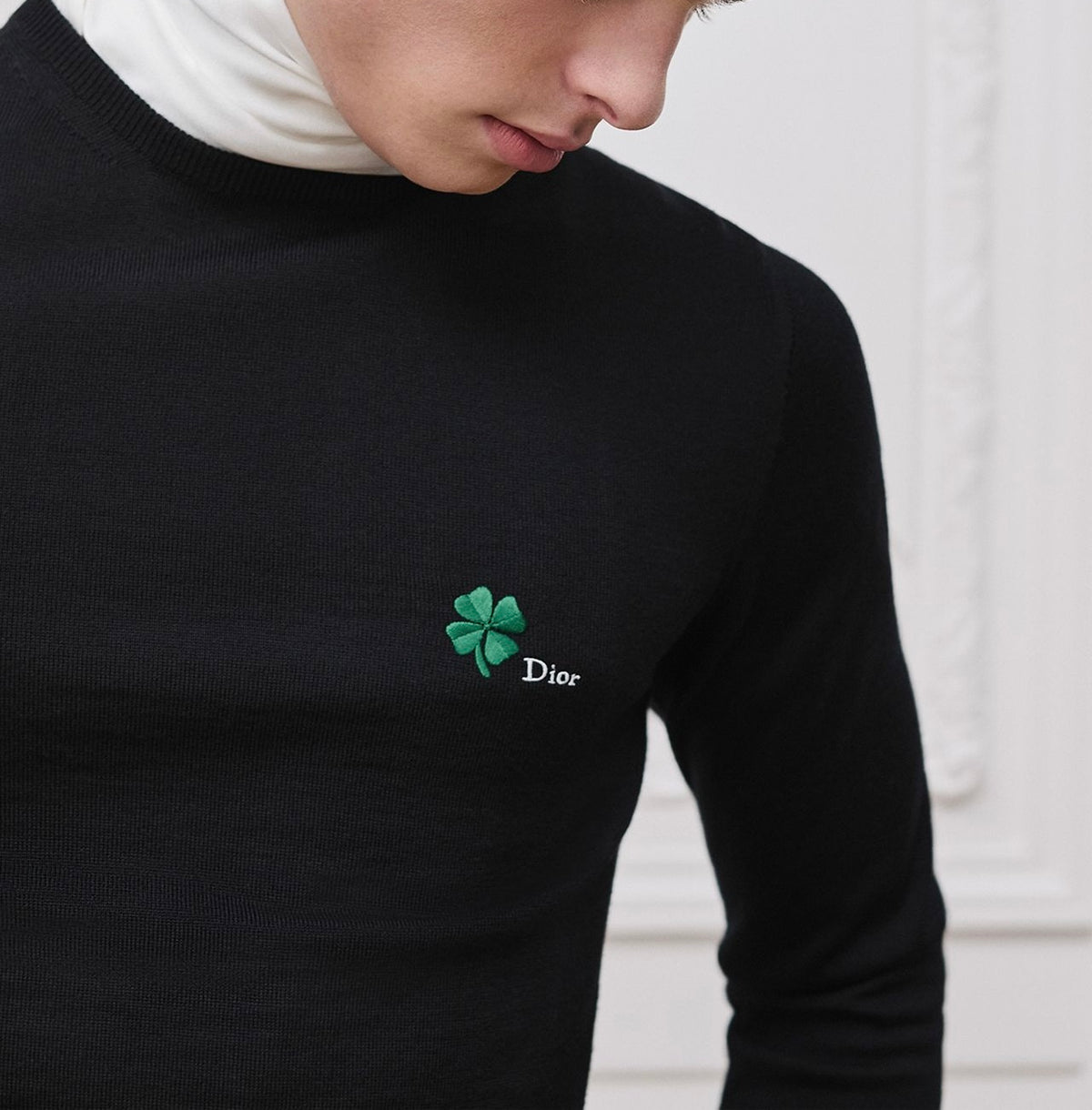 Dior sweater with clover embroidery