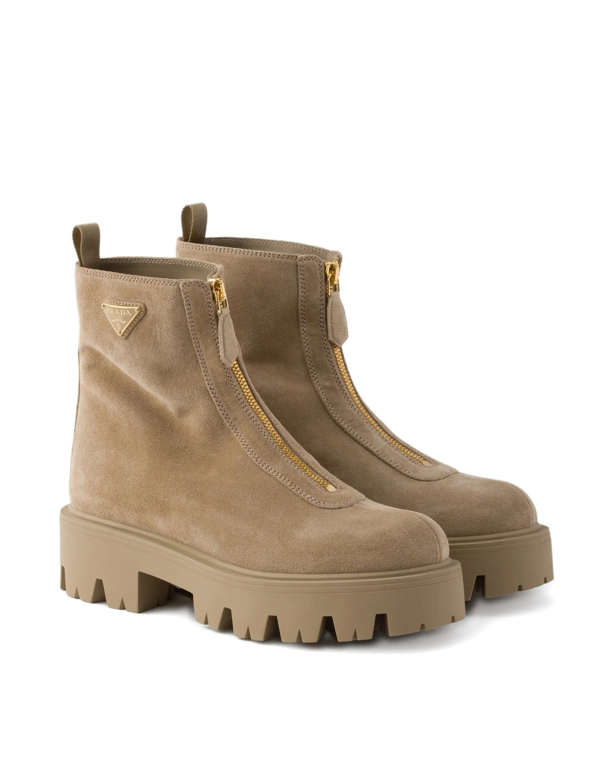 Prada suede booties with zip