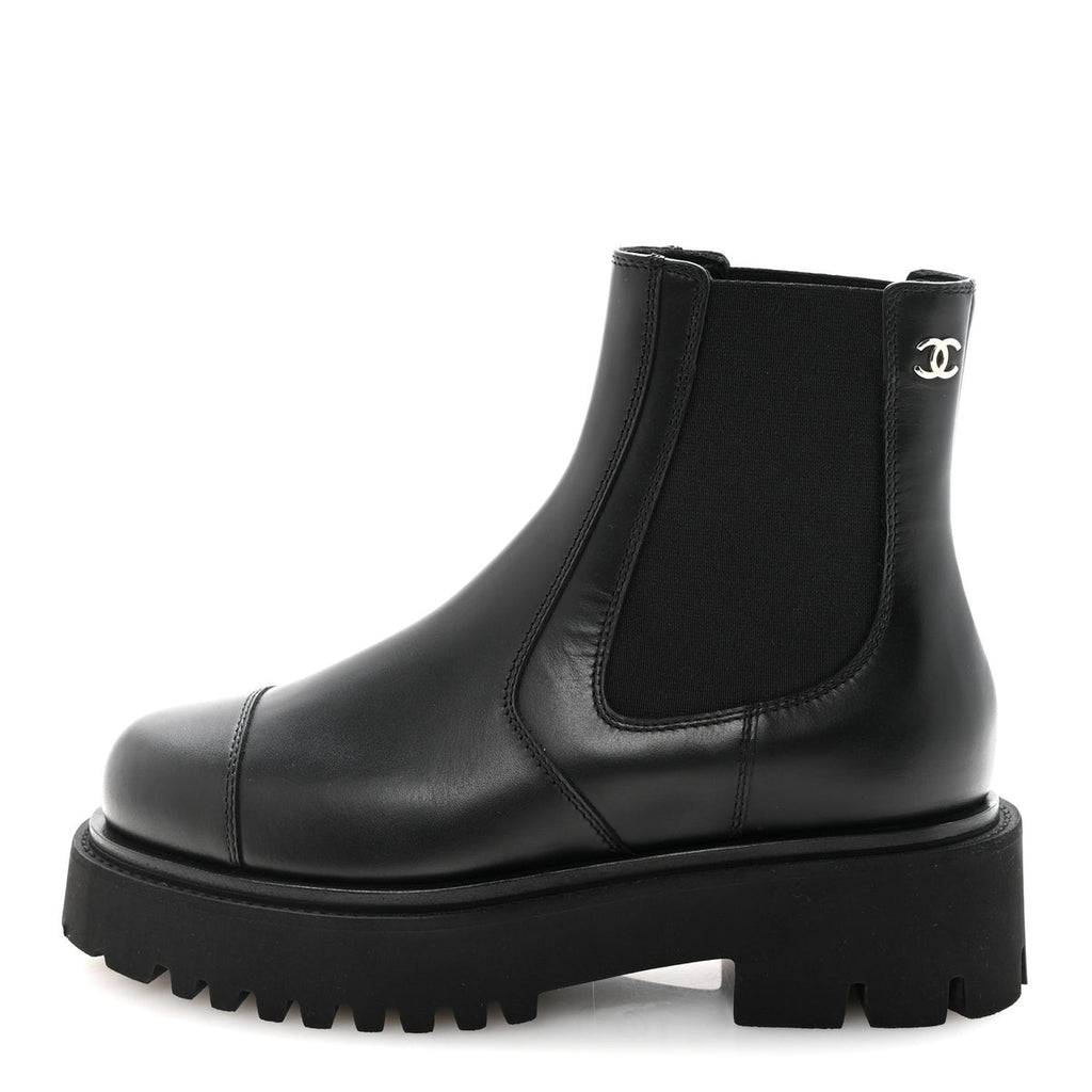 Chanel calfskin cap toe CC short boots