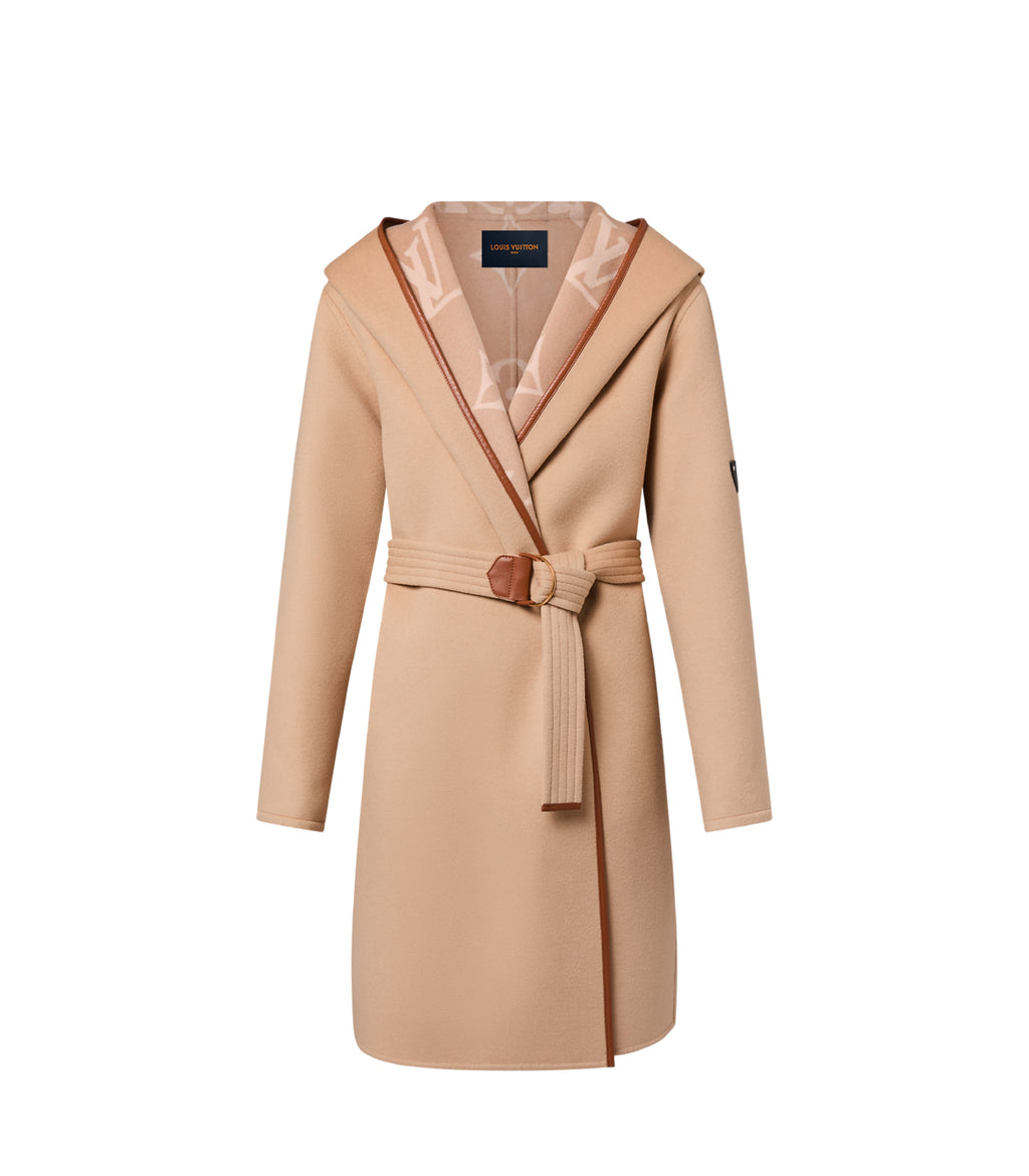 Louis Vuitton belted double face hooded wrap coat