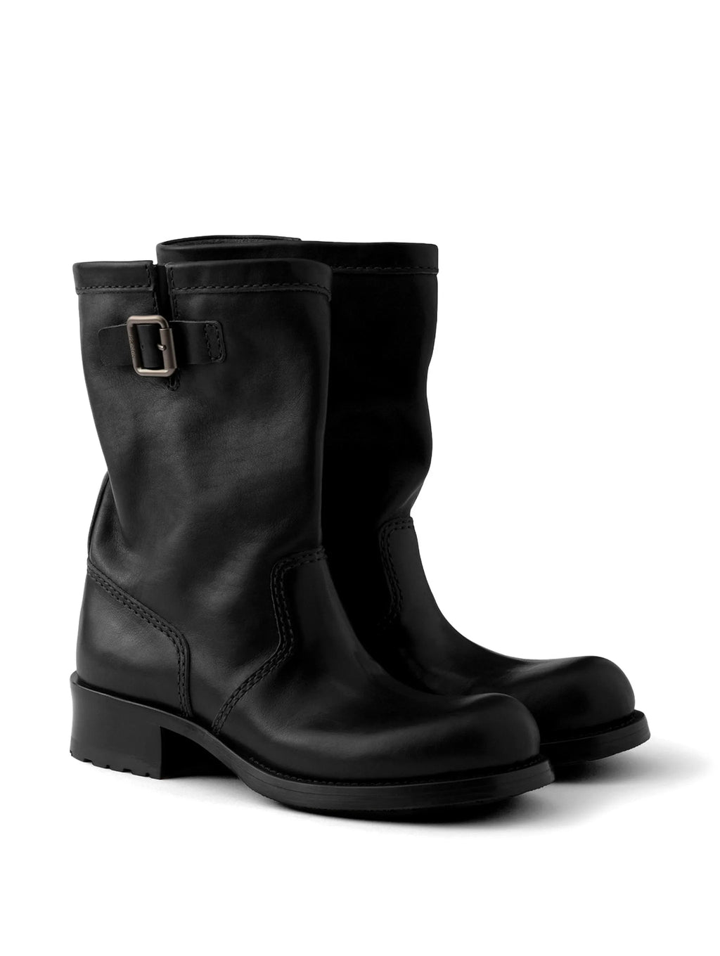 Prada leather mid calf boots