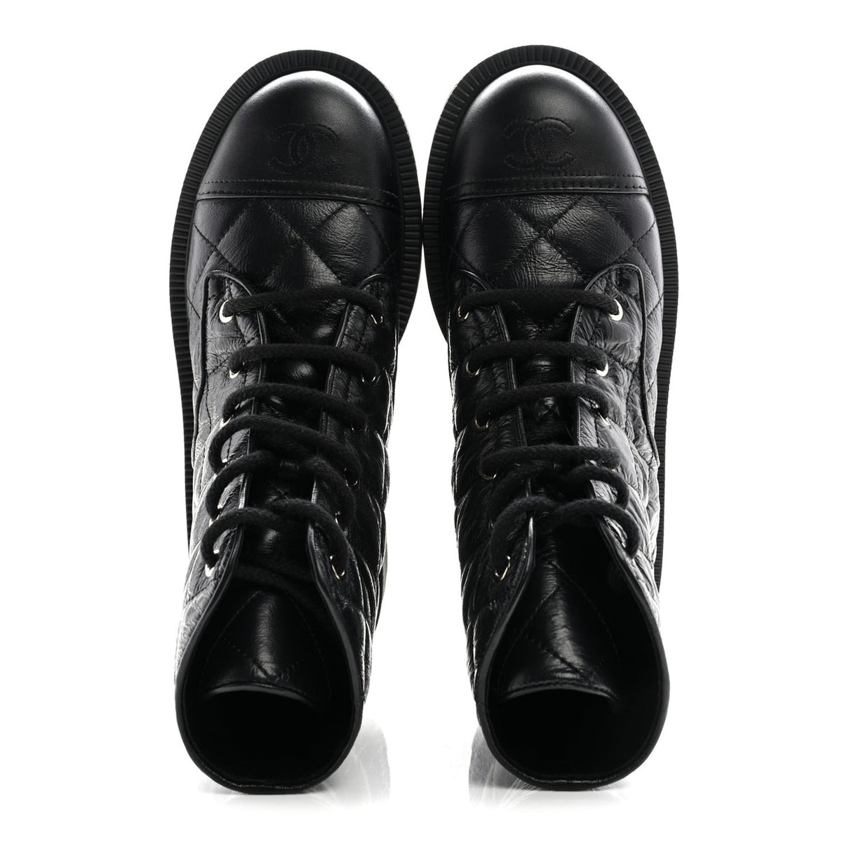 Chanel quilted combat boots