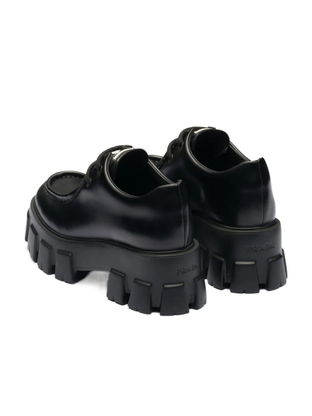 Prada Monolith brushed leather lace up shoes
