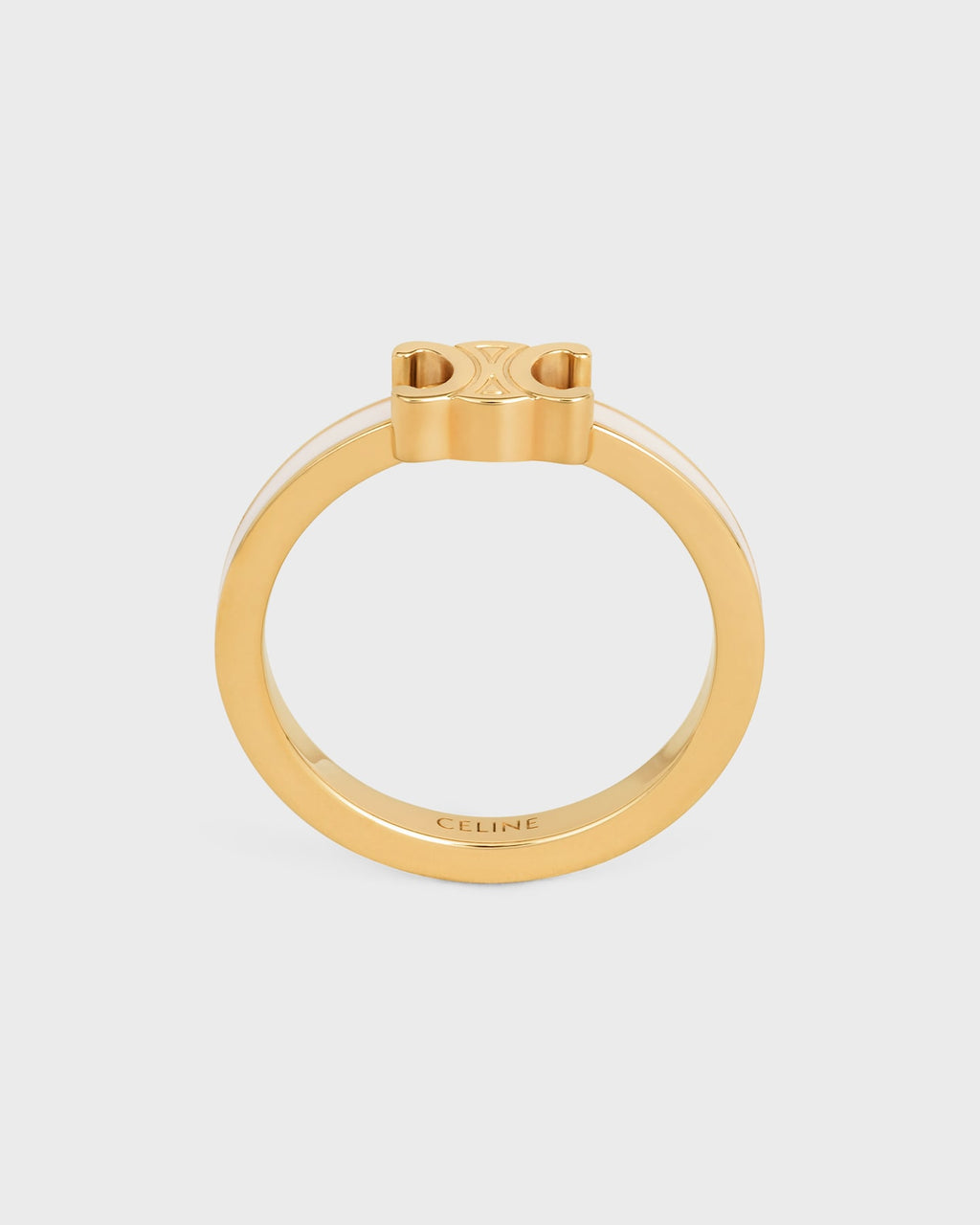 Celine triomphe ring in enamel and brass with gold finish