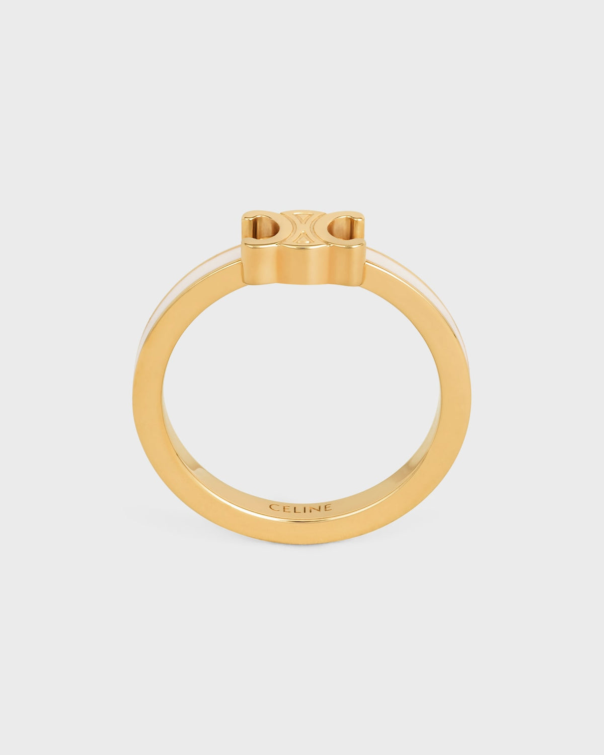 Celine triomphe ring in enamel and brass with gold finish
