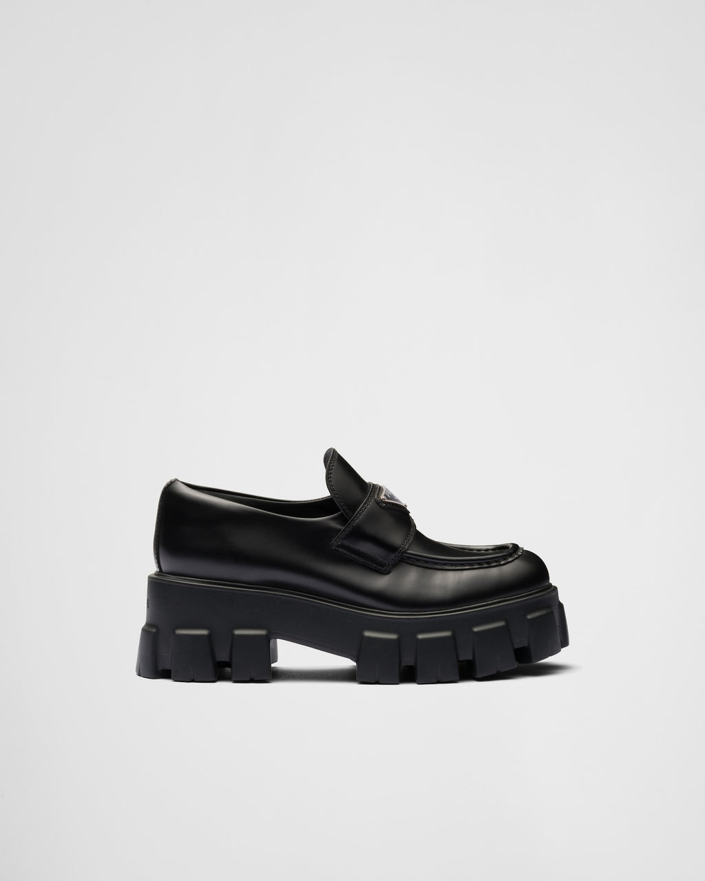 Prada brushed leather Monolith loafers