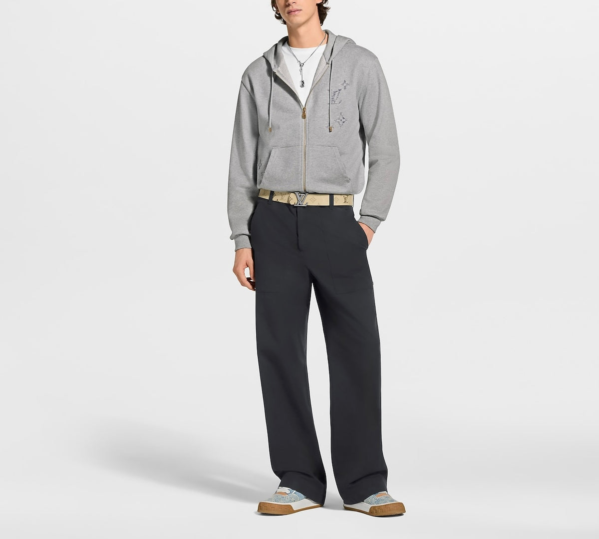 Louis Vuitton embroidered signature zipped hoodie