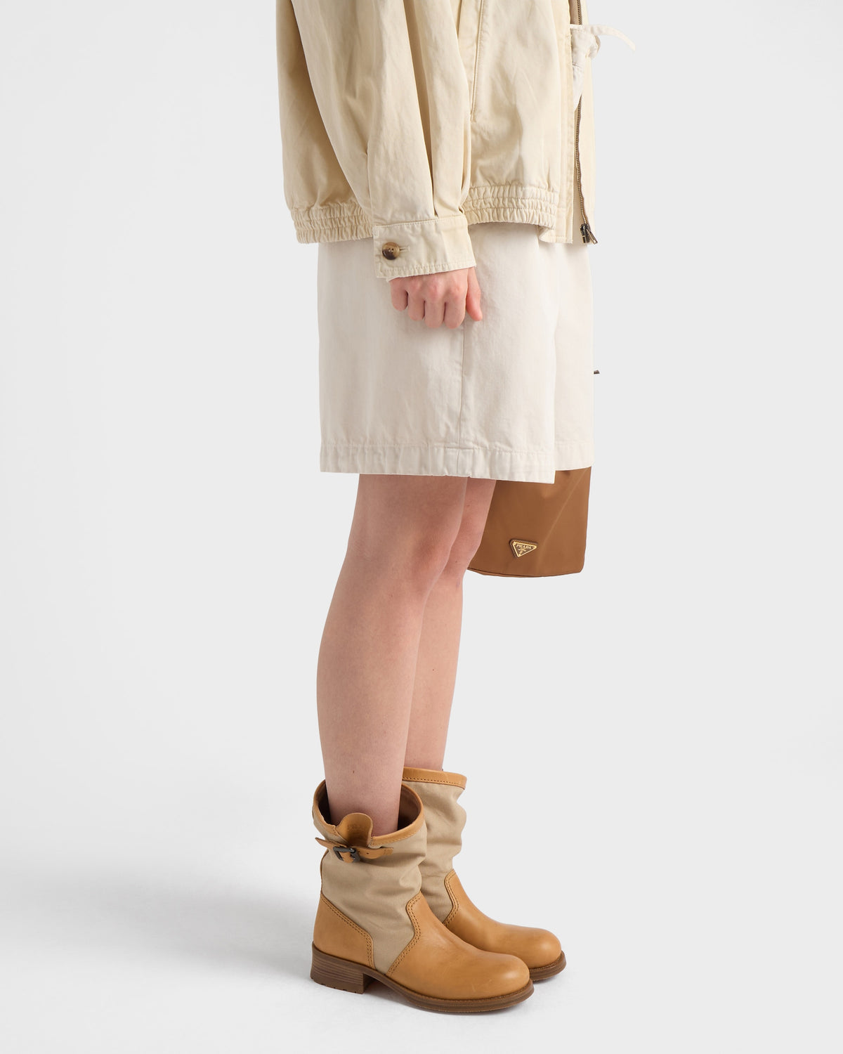 Prada leather and canvas boots