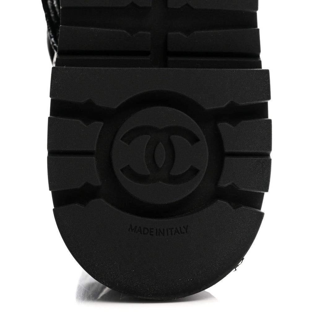Chanel quilted combat boots
