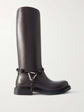 Bottega Veneta James intrecciato trimmed leather knee boots