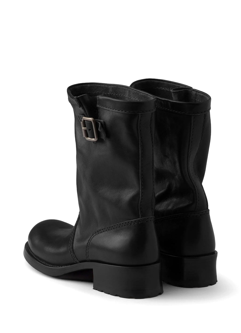Prada leather mid calf boots