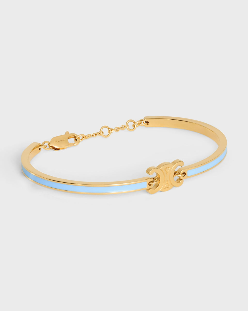 Celine triomphe articulated bracelet in enamel and brass with gold finish