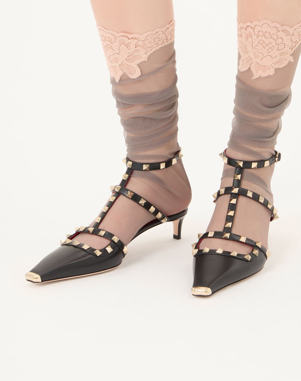 Valentino Rockstud court shoes in leather