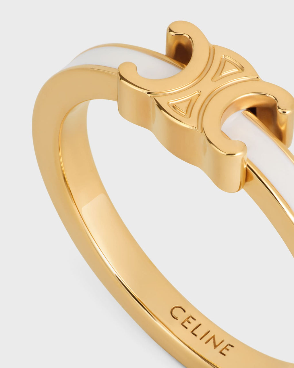Celine triomphe ring in enamel and brass with gold finish