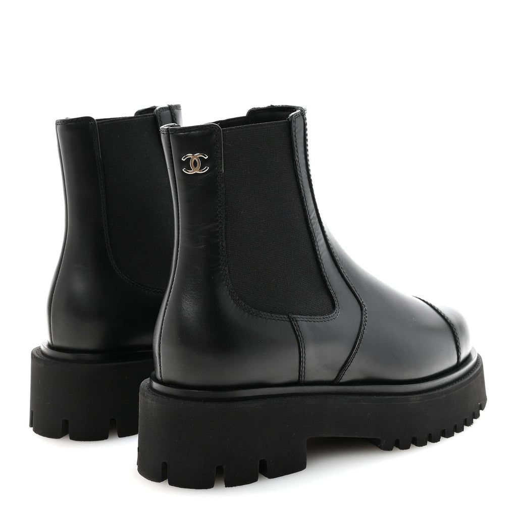 Chanel calfskin cap toe CC short boots