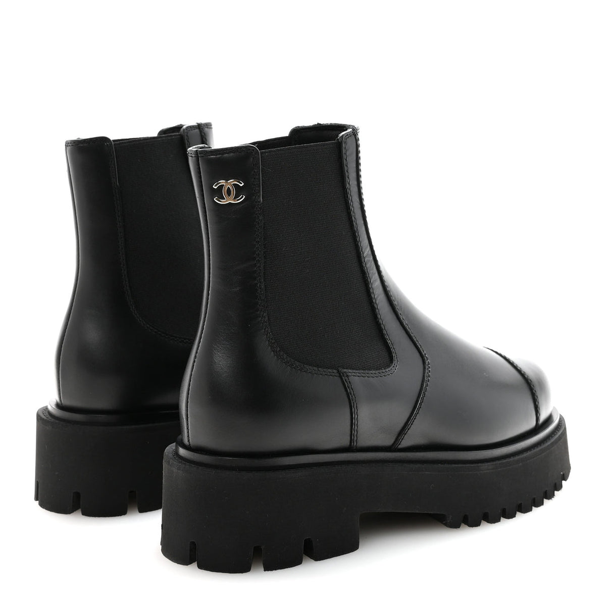 Chanel calfskin cap toe CC short boots