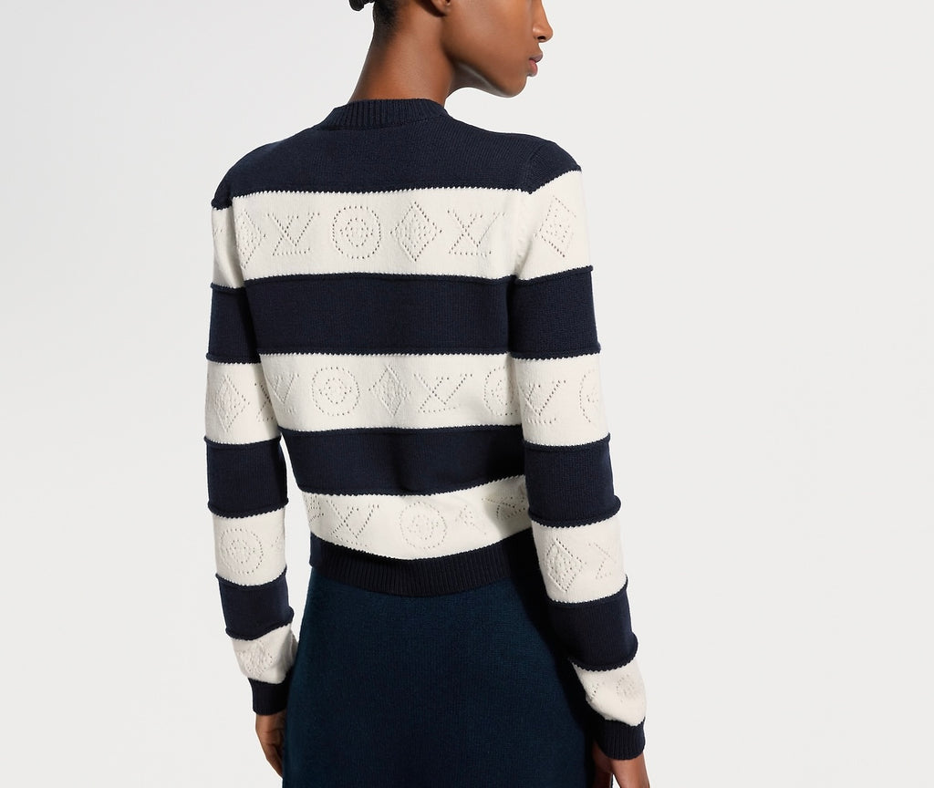 Louis Vuitton openwork striped knit cardigan