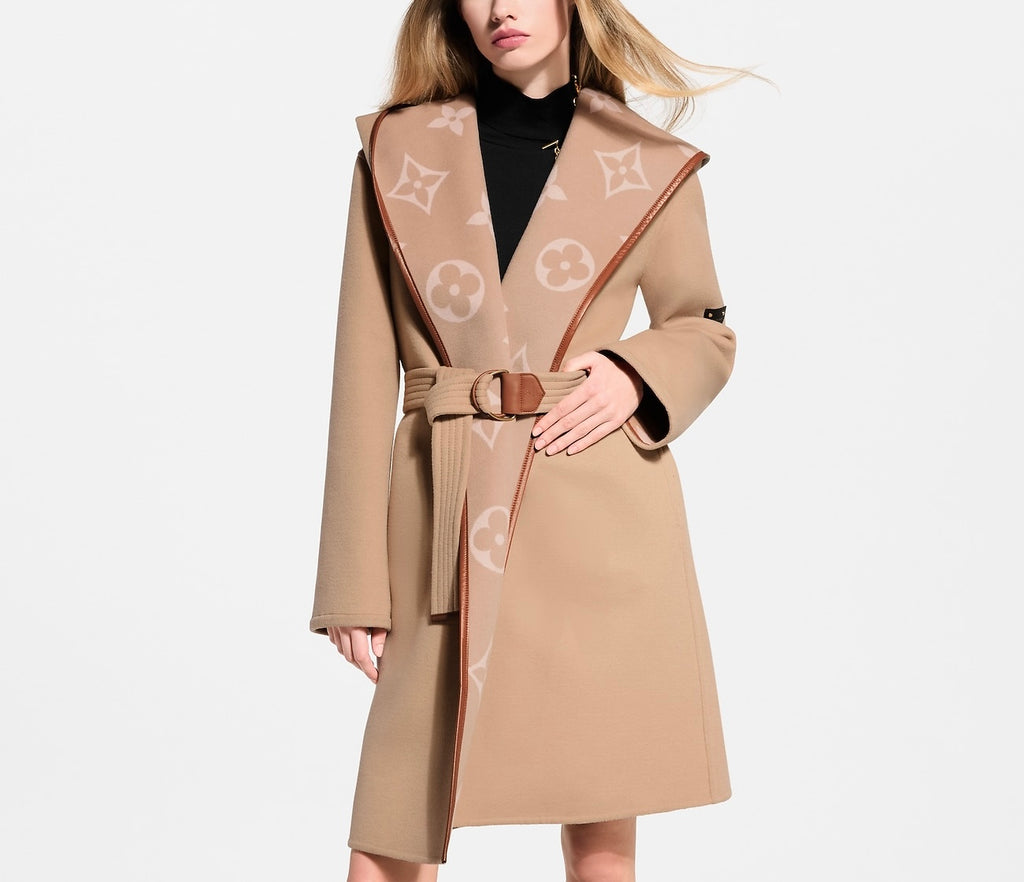 Louis Vuitton belted double face hooded wrap coat