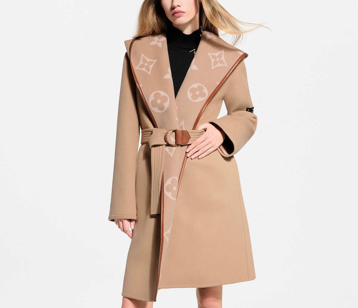 Louis Vuitton belted double face hooded wrap coat