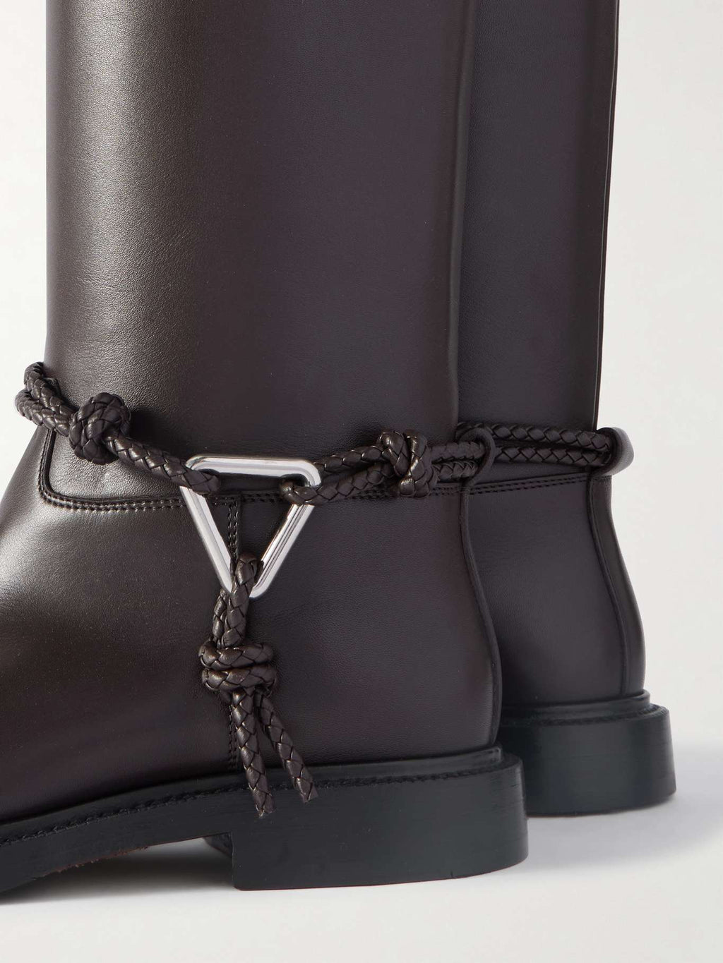 Bottega Veneta James intrecciato trimmed leather knee boots