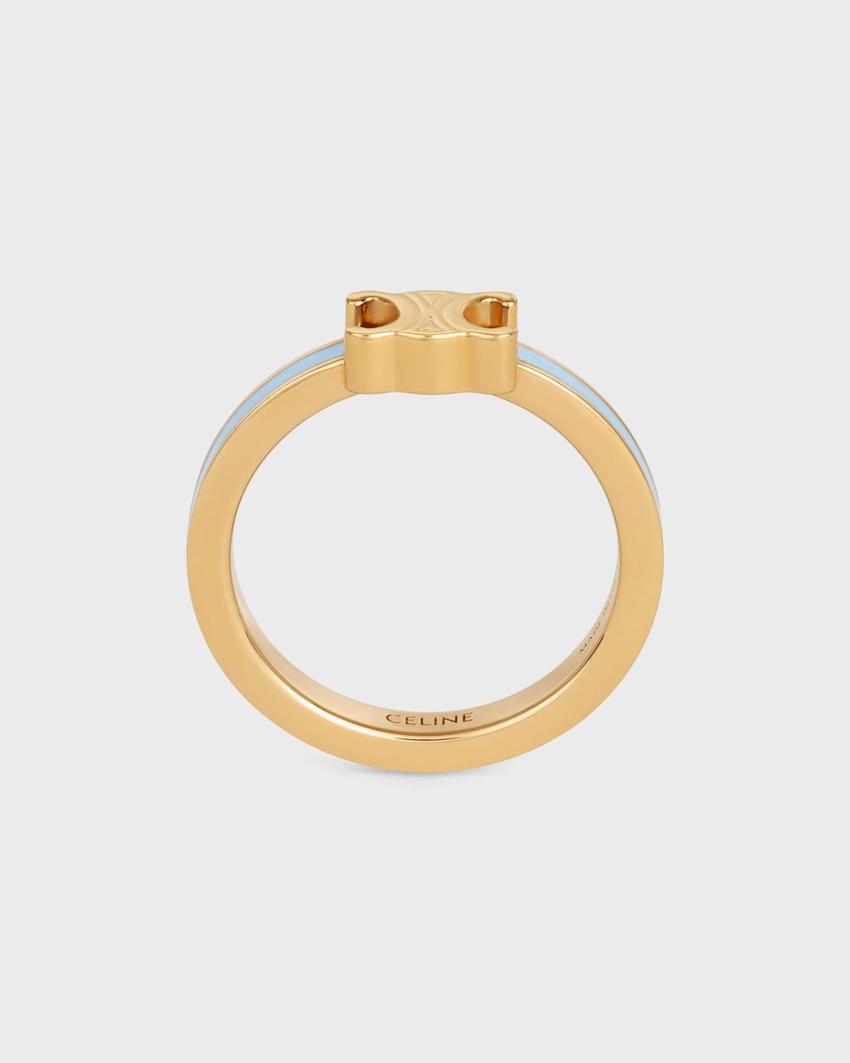 Celine triomphe ring in enamel and brass with gold finish