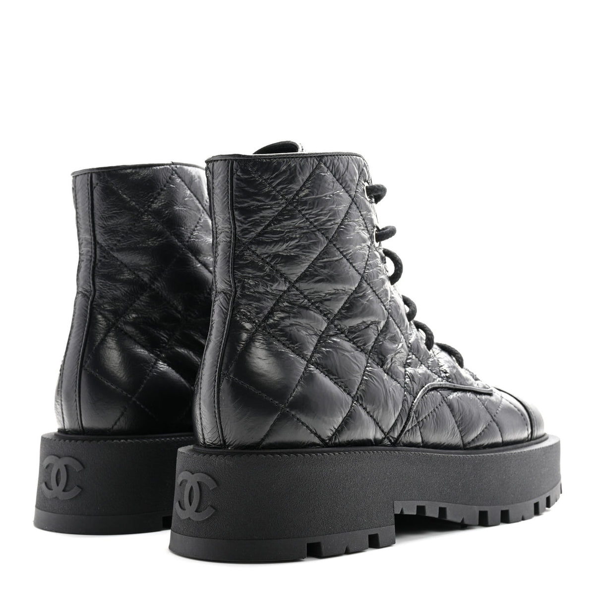 Chanel quilted combat boots