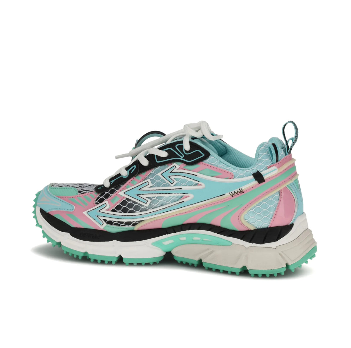 Off White Be Right Back fishnet sneakers