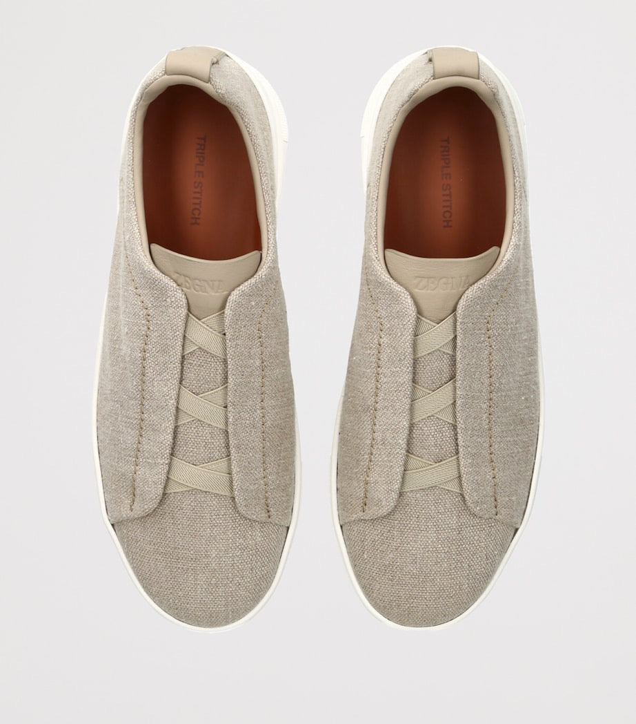 Zegna cotton linen triple stitch sneakers