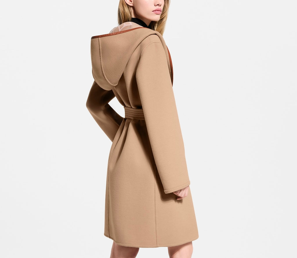 Louis Vuitton belted double face hooded wrap coat