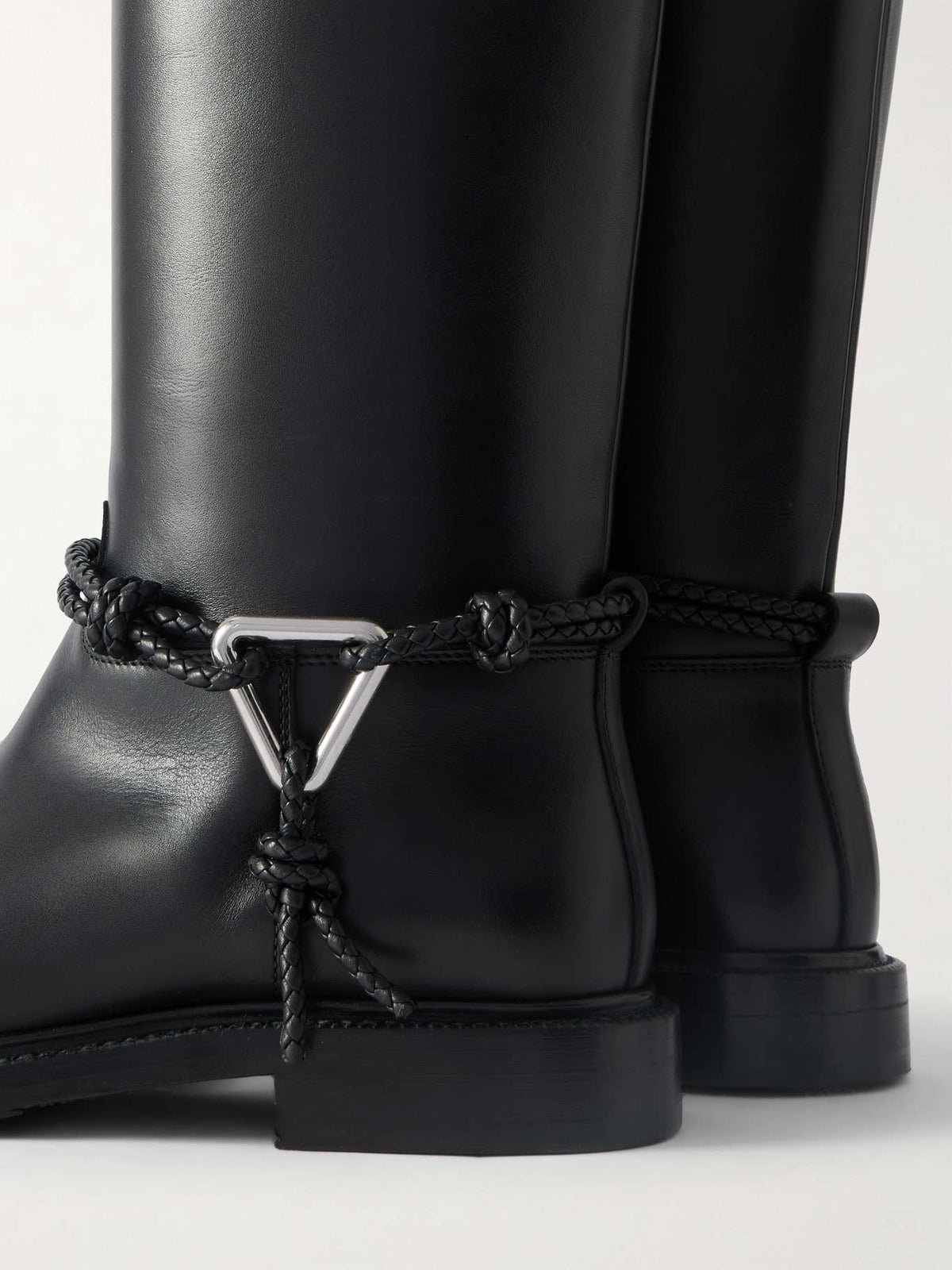 Bottega Veneta James intrecciato trimmed leather knee boots