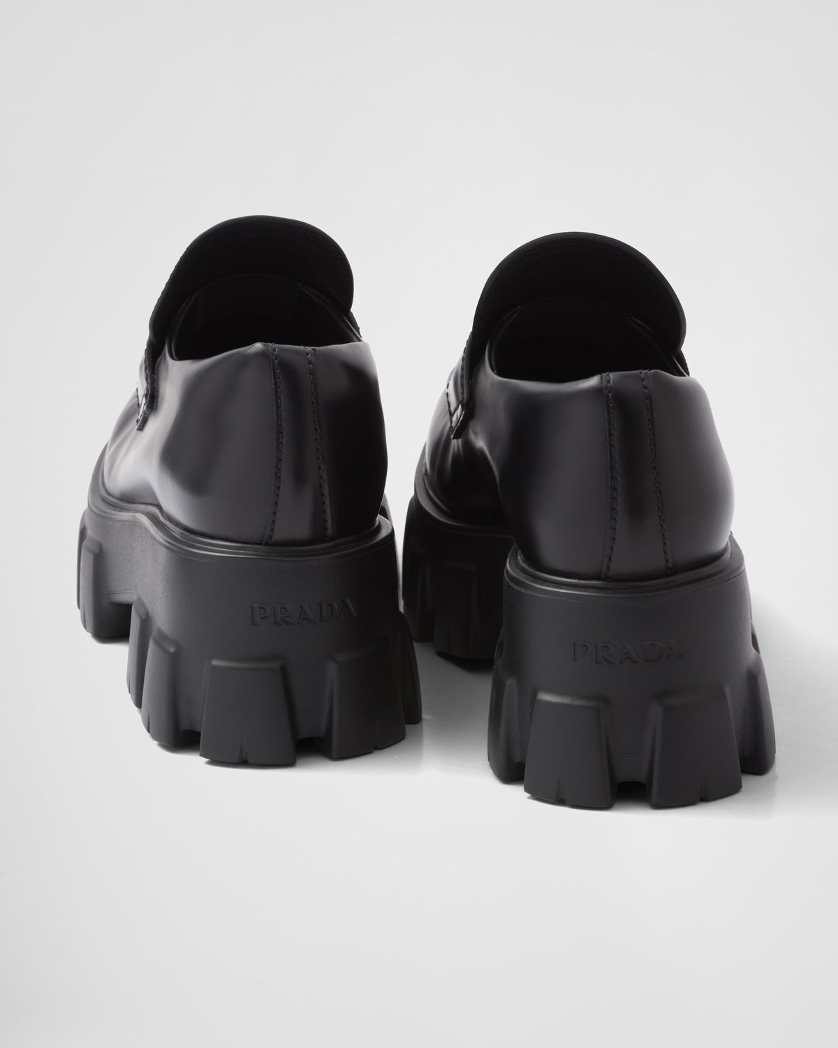 Prada brushed leather Monolith loafers