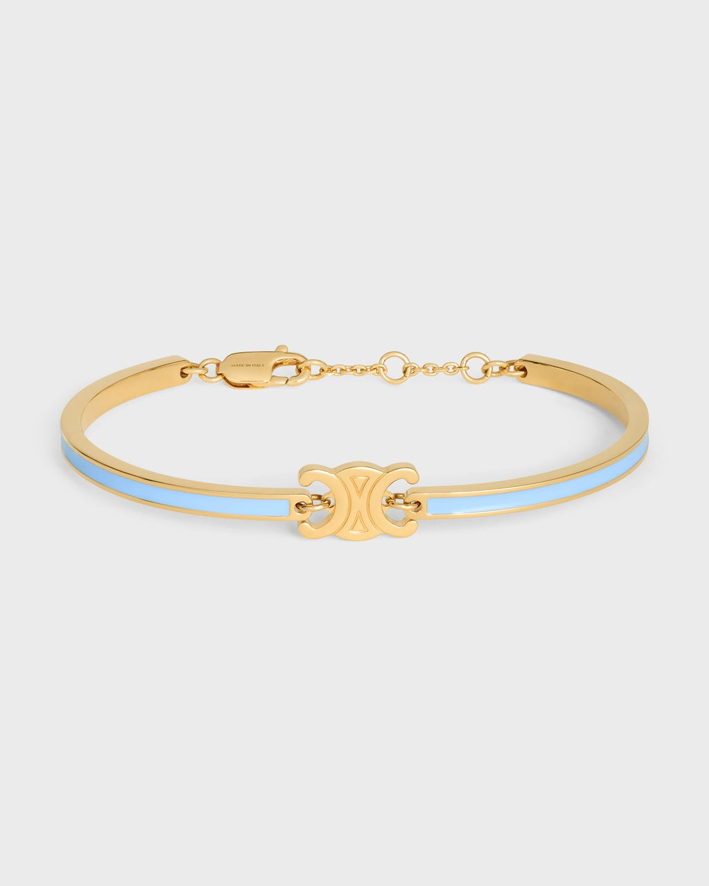 Celine triomphe articulated bracelet in enamel and brass with gold finish
