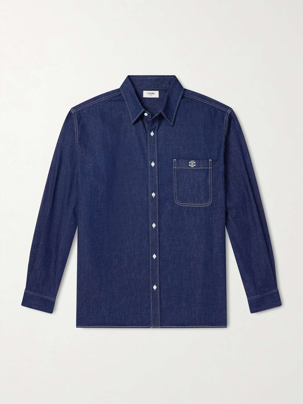 Celine long embroidered denim overshirt