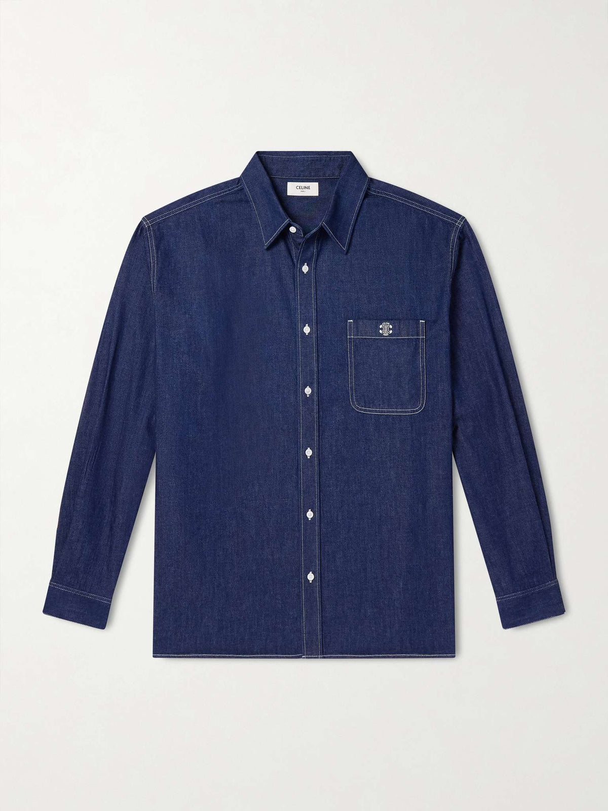 Celine long embroidered denim overshirt