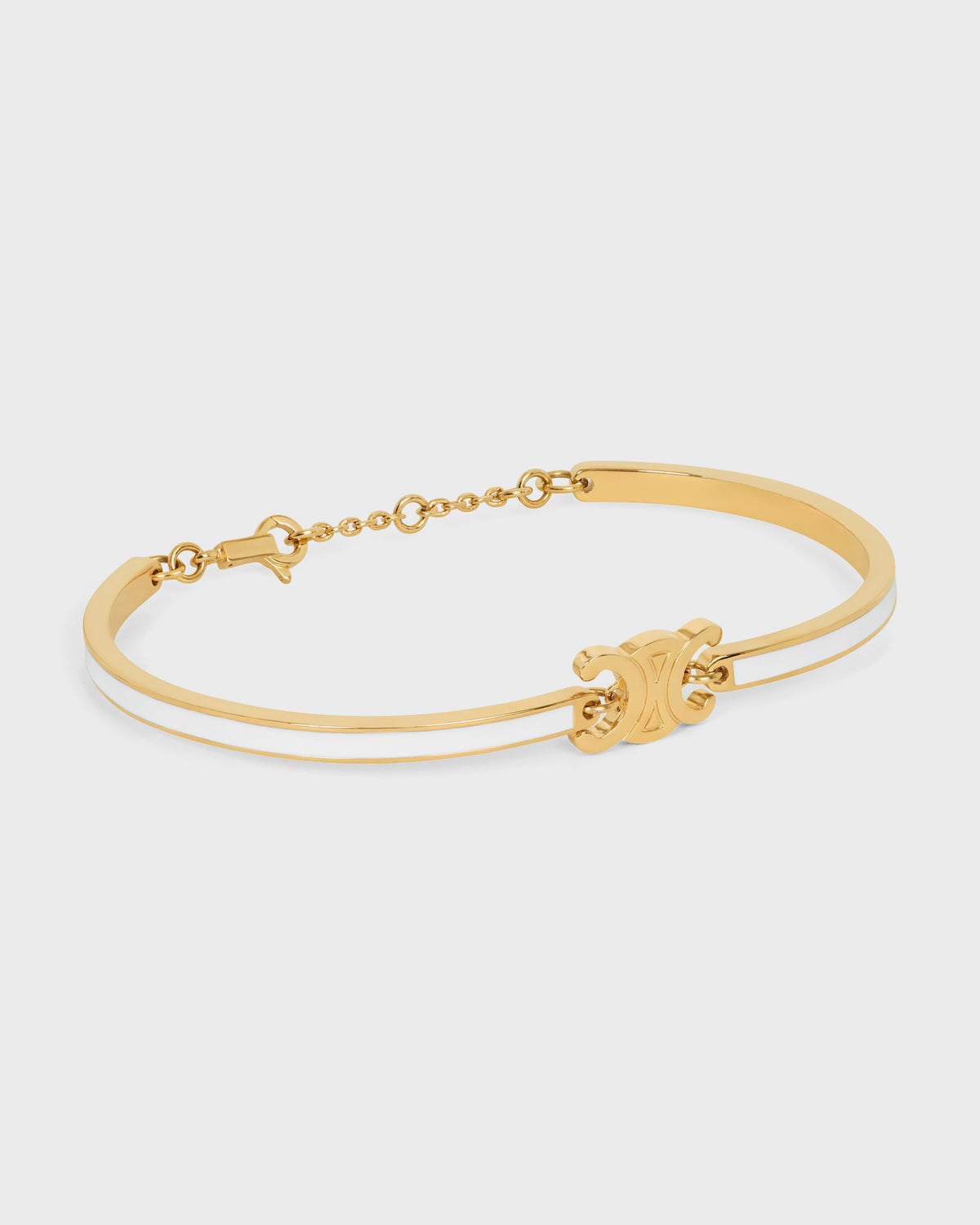 Celine triomphe articulated bracelet in enamel and brass with gold finish