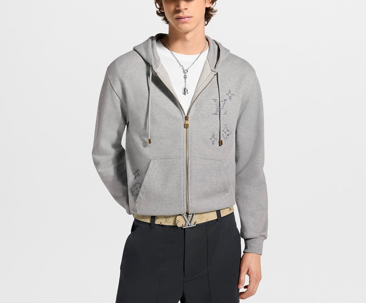 Louis Vuitton embroidered signature zipped hoodie