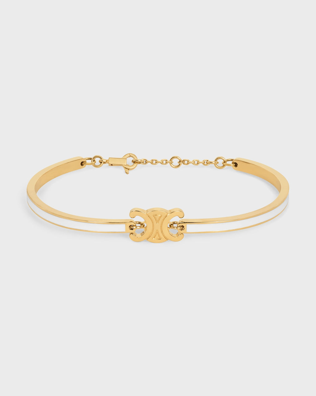 Celine triomphe articulated bracelet in enamel and brass with gold finish