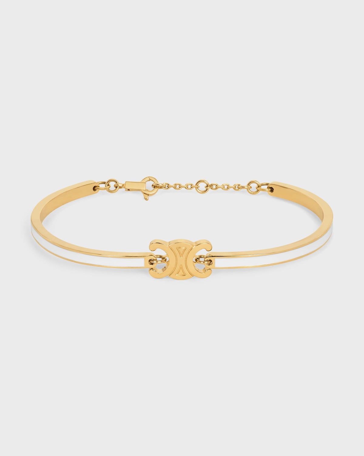 Celine triomphe articulated bracelet in enamel and brass with gold finish