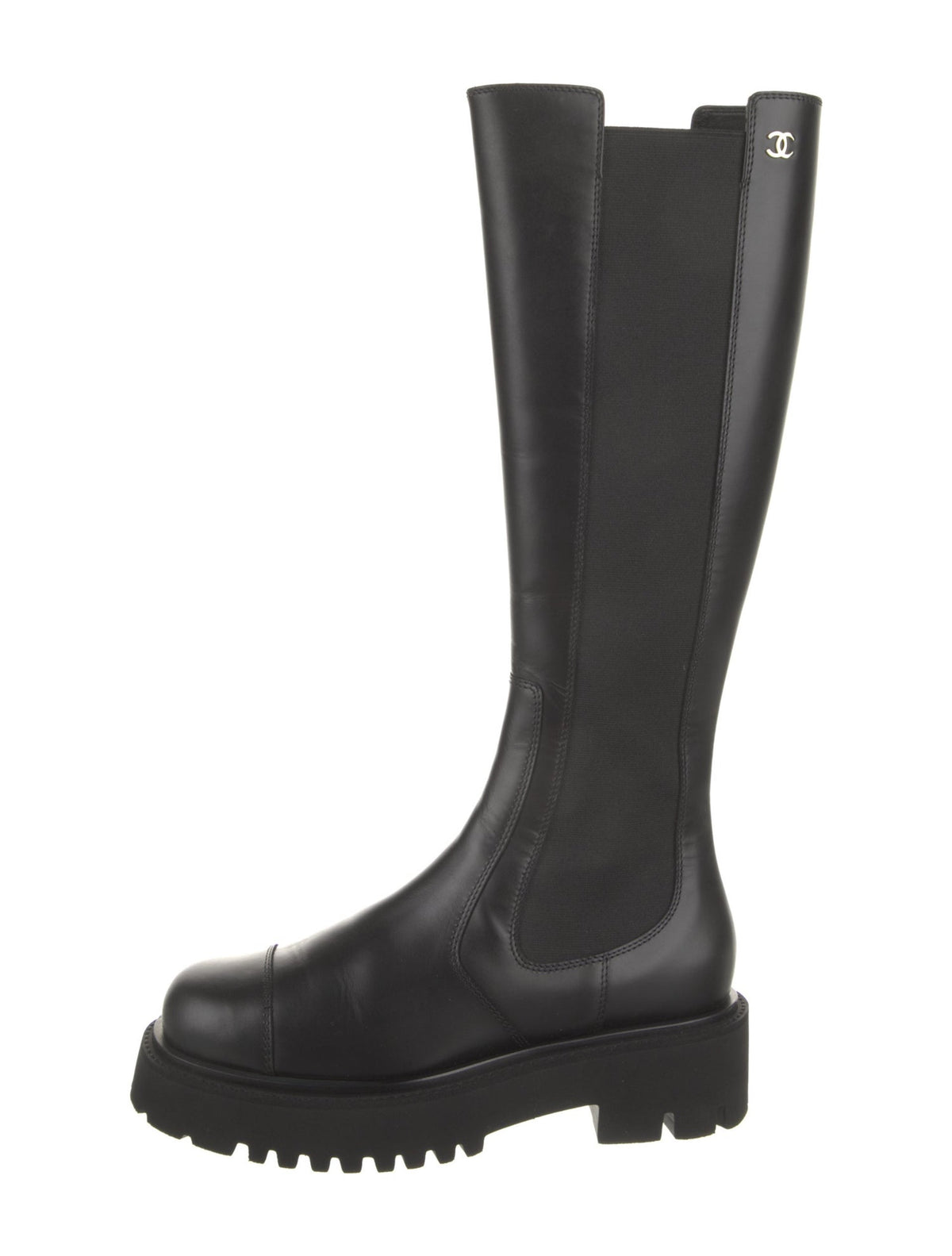 Chanel interlocking CC logo riding boots