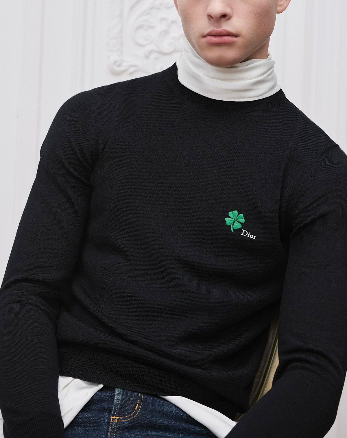 Dior sweater with clover embroidery