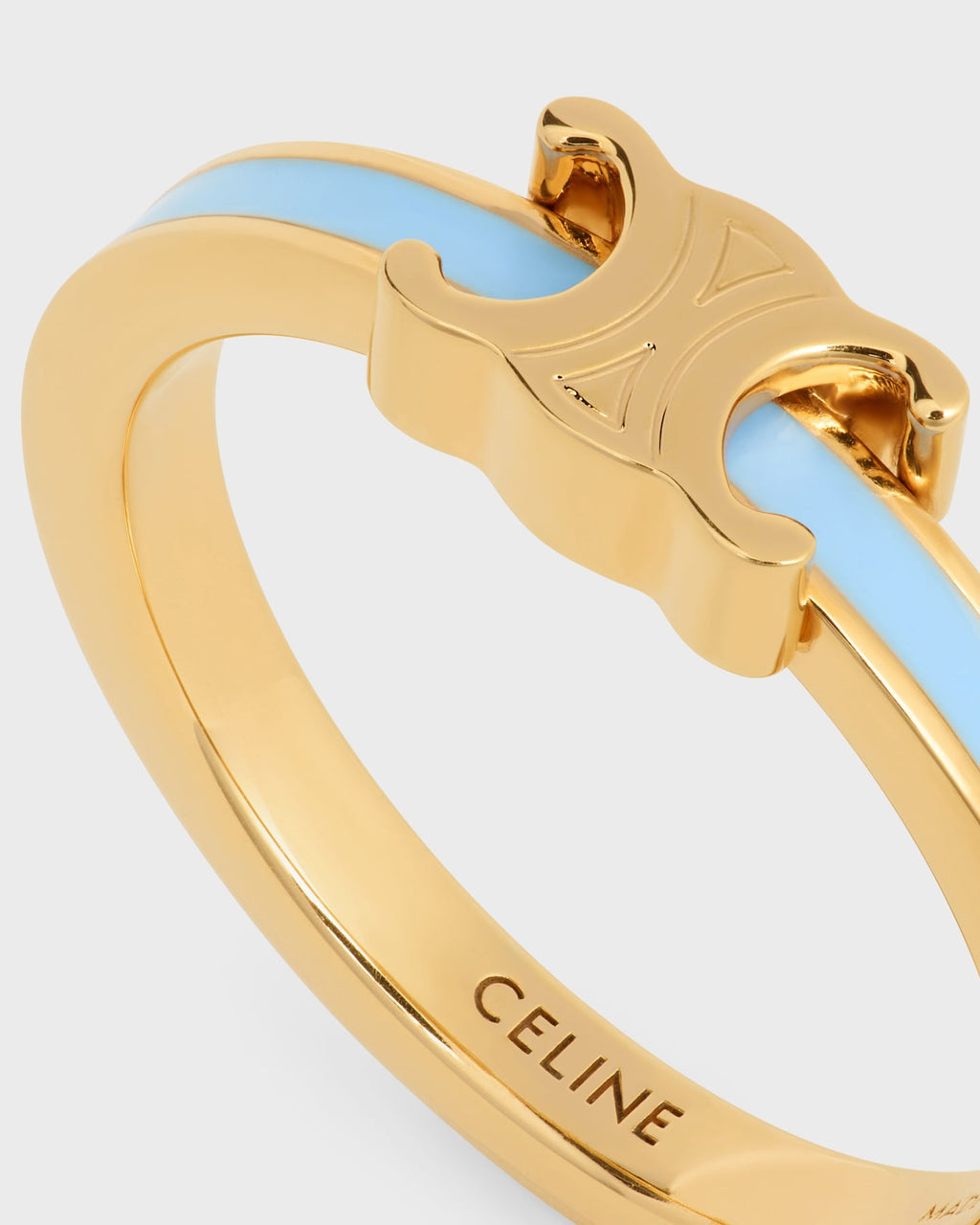 Celine triomphe ring in enamel and brass with gold finish