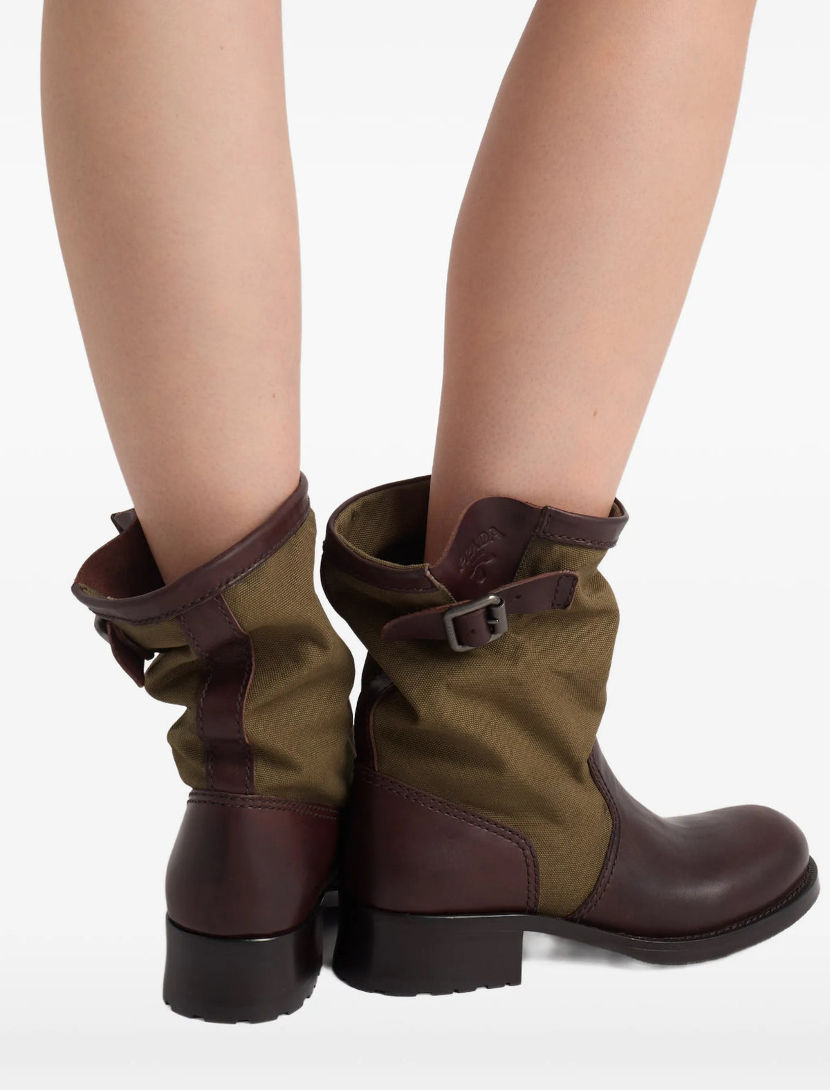Prada leather and canvas boots