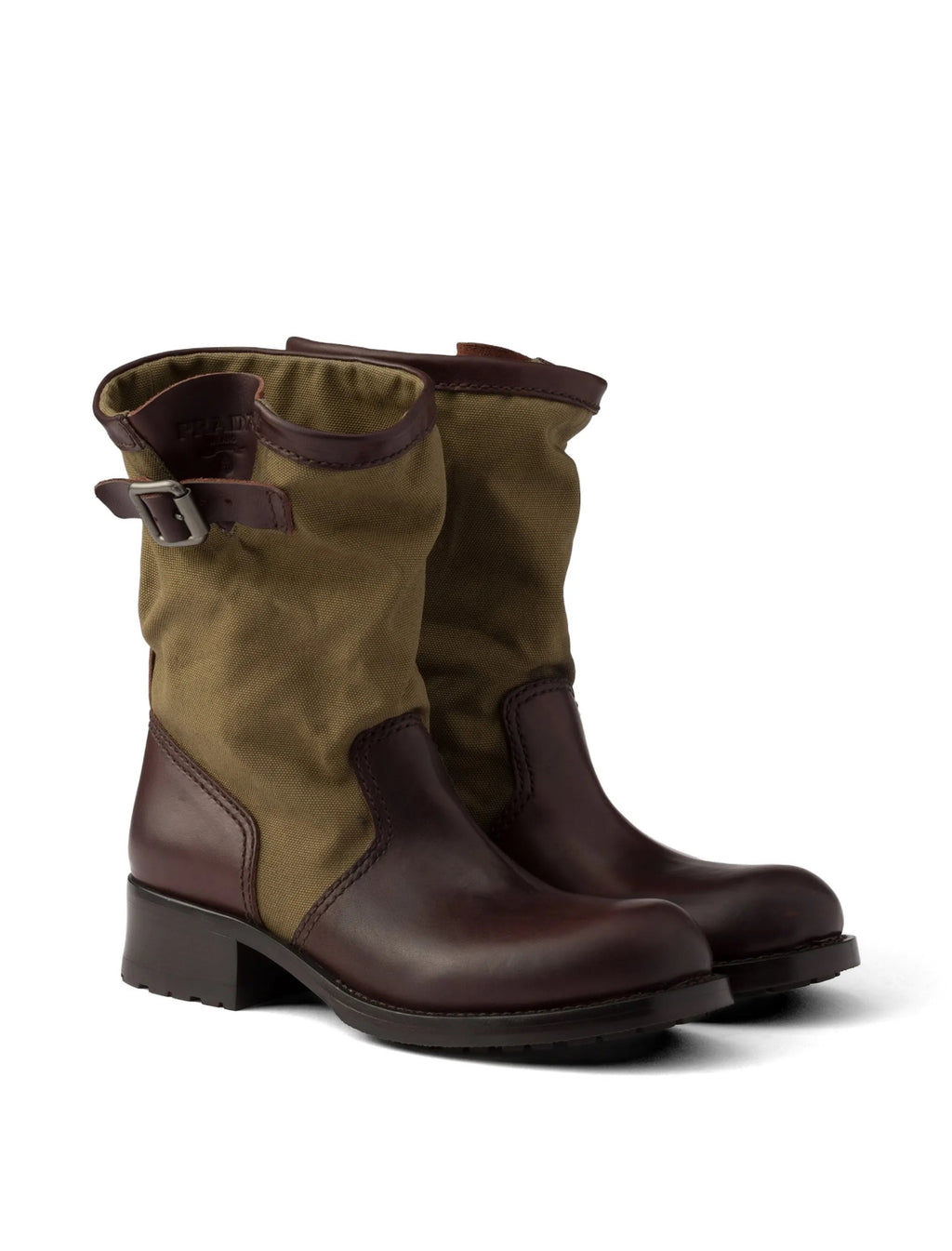 Prada leather and canvas boots
