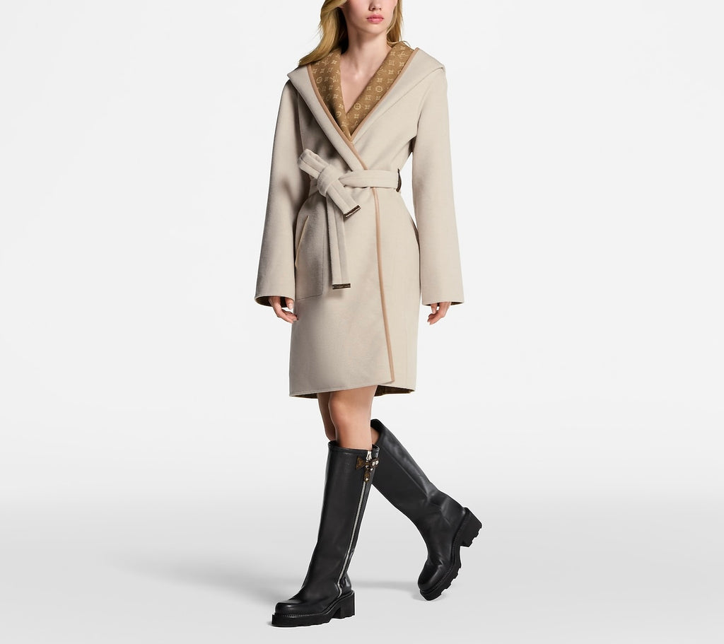 Louis Vuitton hooded wrap coat