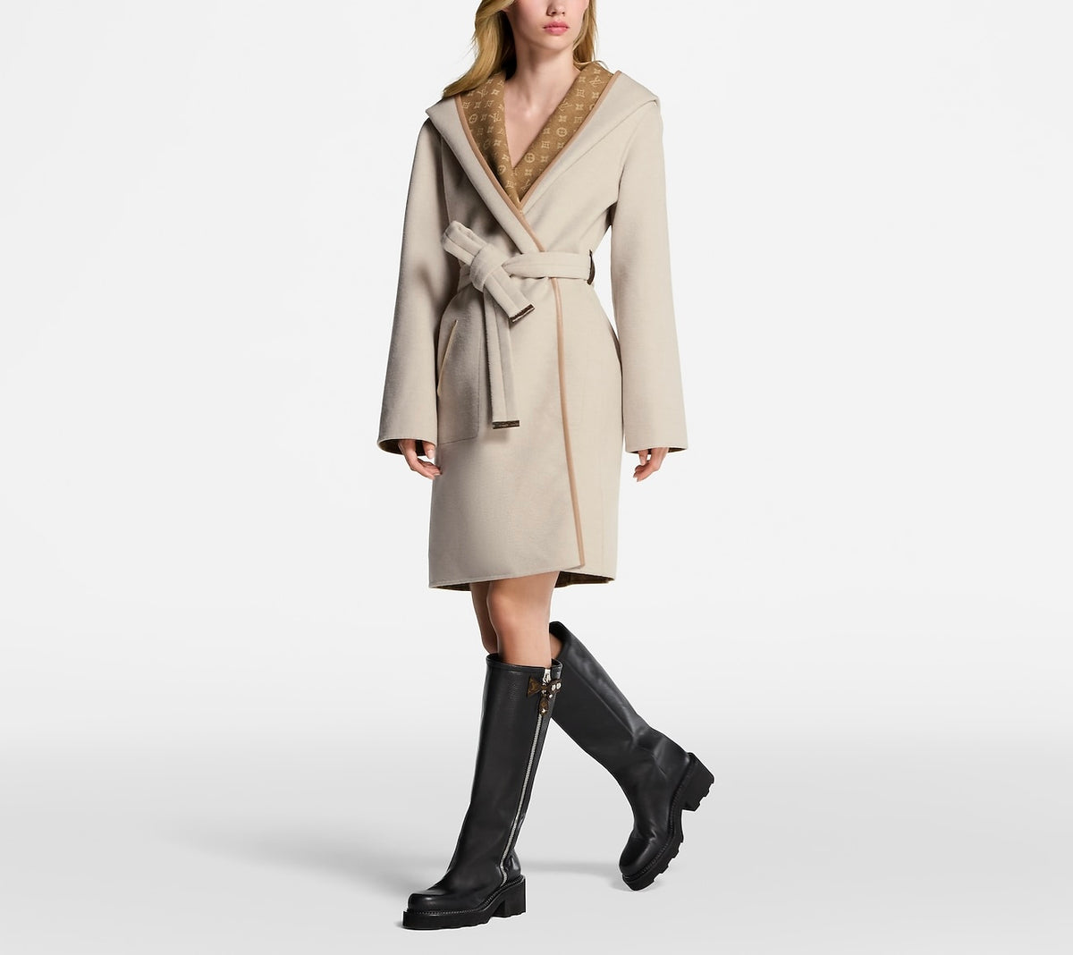 Louis Vuitton hooded wrap coat