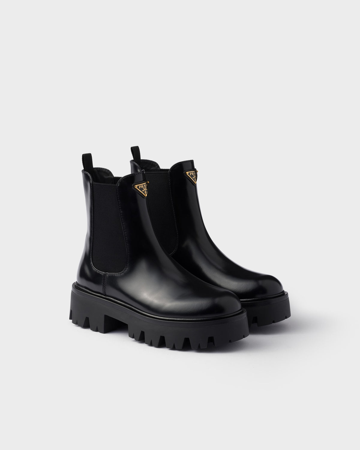 Prada stride brushed leather booties